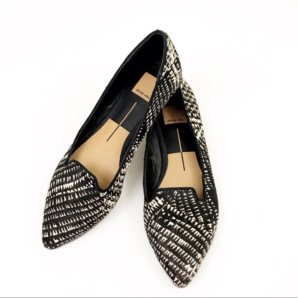DOLCE VITA Black/White Calf Fur Smokin' Flats - Picture 7 of 7